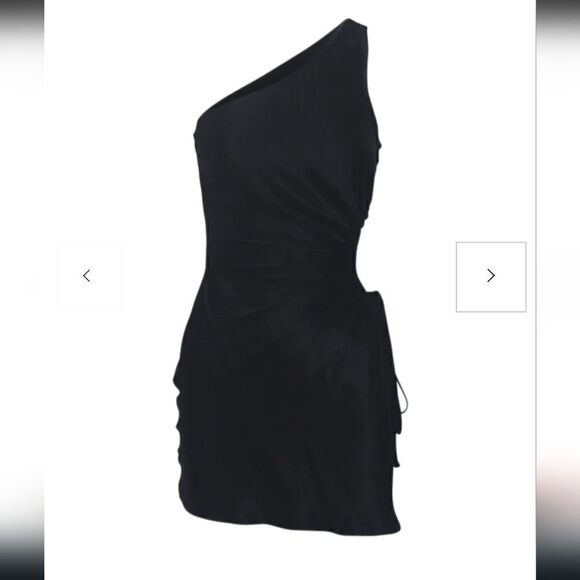 Sndys The Pamela Mini Dress Black, One Shoulder, Cutout, XS NWT - Picture 5 of 8